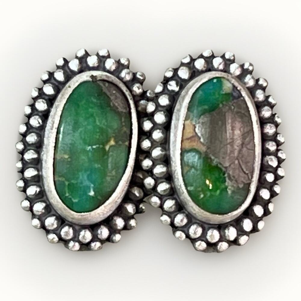 Emerald Valley Sterling Silver Green Turquoise Southwestern Stud Earrings NEW - Picture 2 of 12